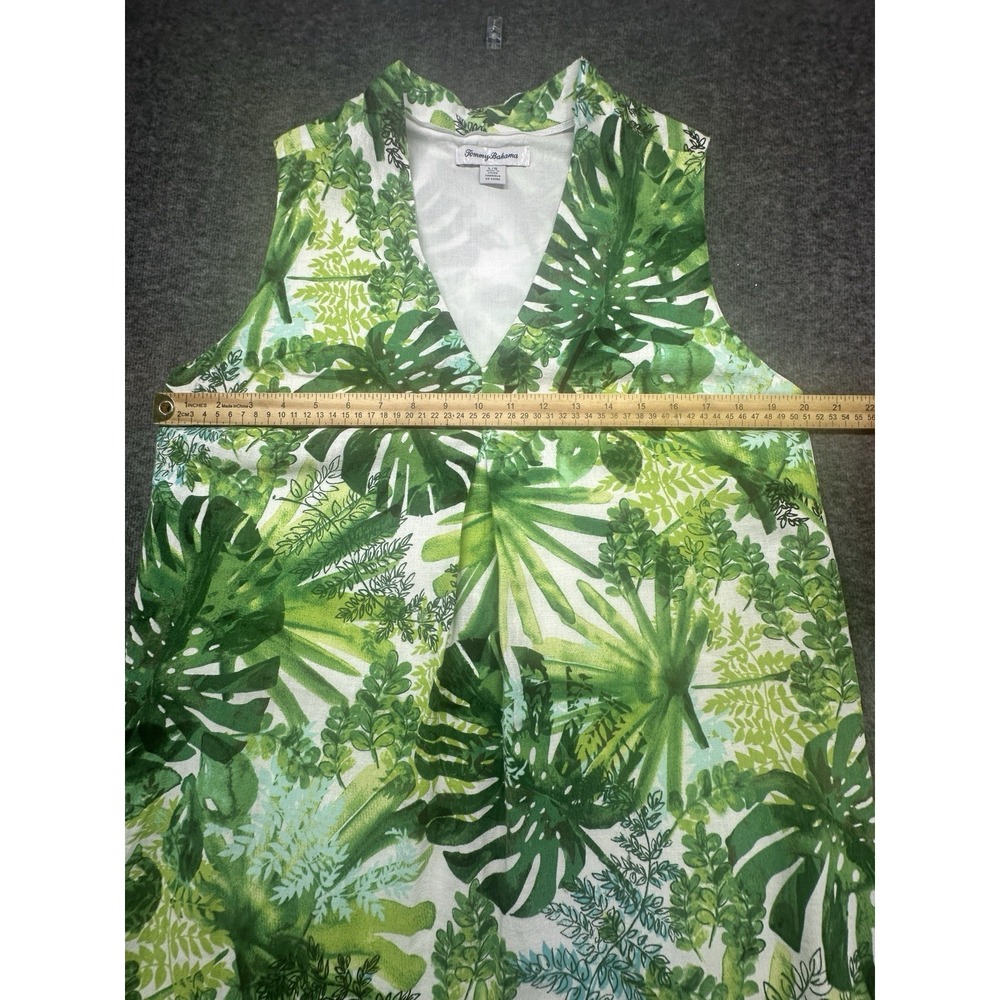 TOMMY BAHAMA Fronderlust Leaf Print  Tropical Green Linen Blend Dress Size L‎ - Picture 4 of 6